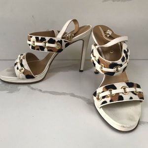 Valentino Animal Print White Leather Heels Size 39